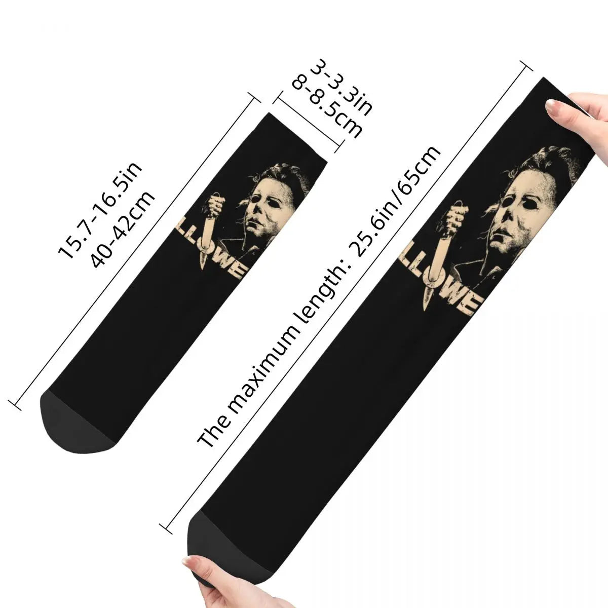 Halloween Horror Film Michael Myers Socks - New Men's Casual Comfortable - Sport Unisex Winter Christmas Gifts-WHITE-One Size-