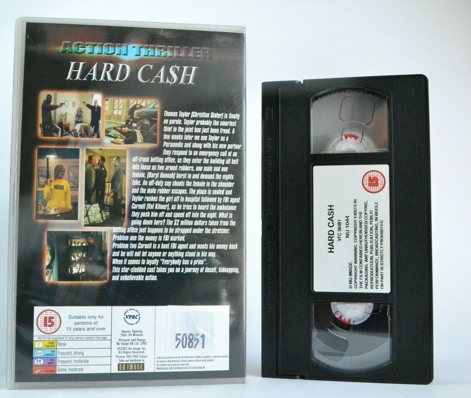 Hard Cash (Run For The Money) - Action - Christian Slater/Val Kilmer - Pal VHS-