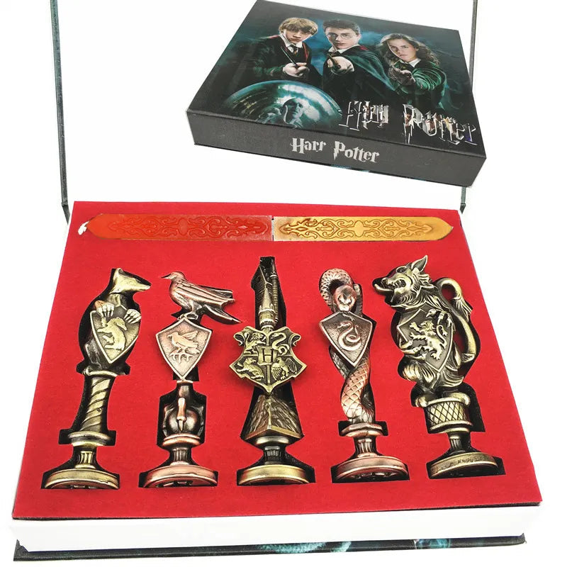 Harry Potter Seal Stamp Set - Vintage Alphabet Wax - 3D Metal Badge Seal Toys - Hermione's Magic Wand Weapon - Keychain, Necklace, and Box Included"-