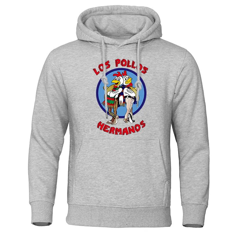 Los Pollos Hermanos Letter Print Men's Hoodie - Oversized-Gray-XXL-