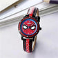 Children’s Spiderman Watch - Boy’s Quartz Wrist Watch - Luminous Pointer Design - Ideal for Primary School Students-Black-