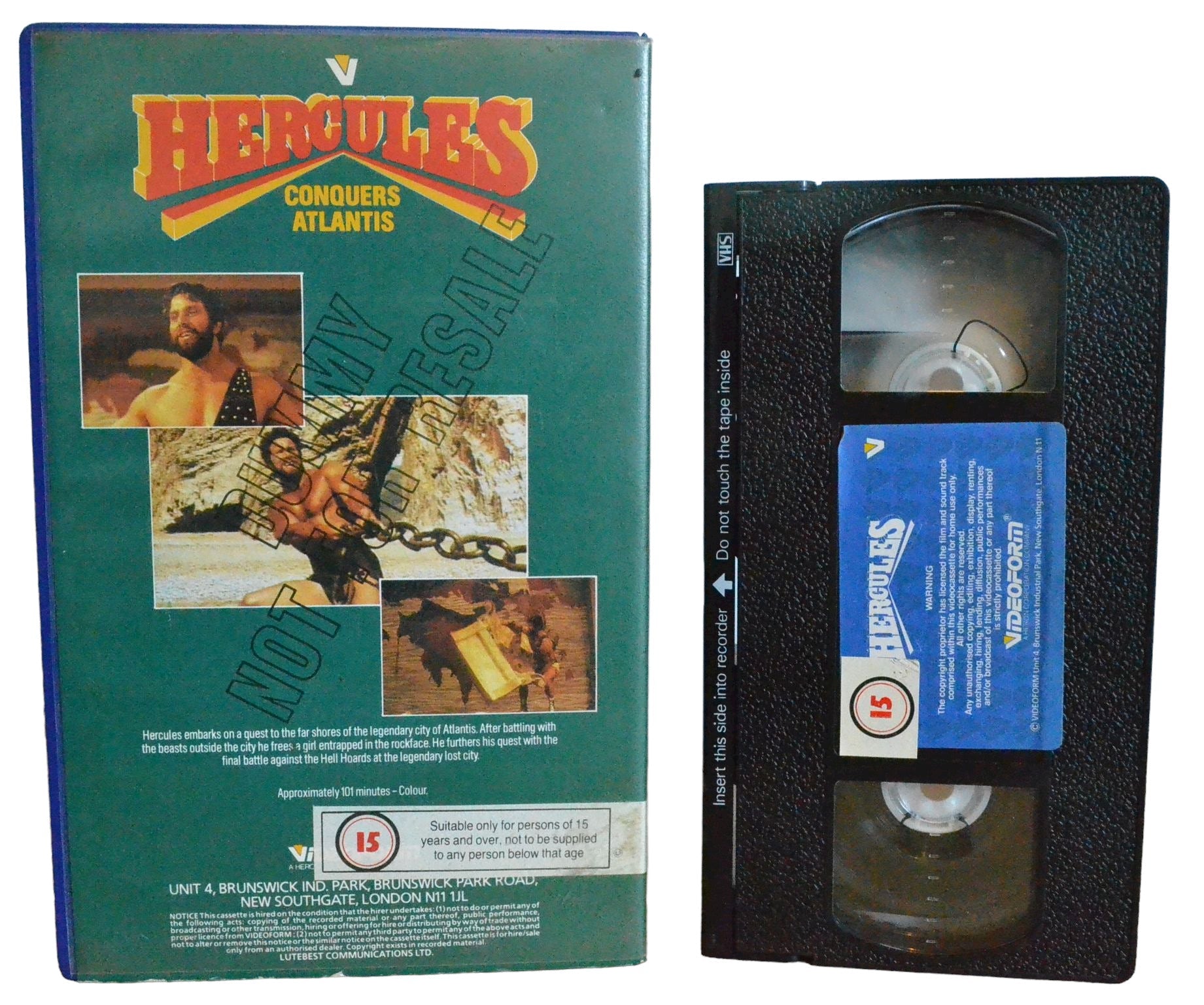 Hercules ( Conquers Atlantis ) - Reg Park - Video Form Pictures - Large Box - PAL - VHS-