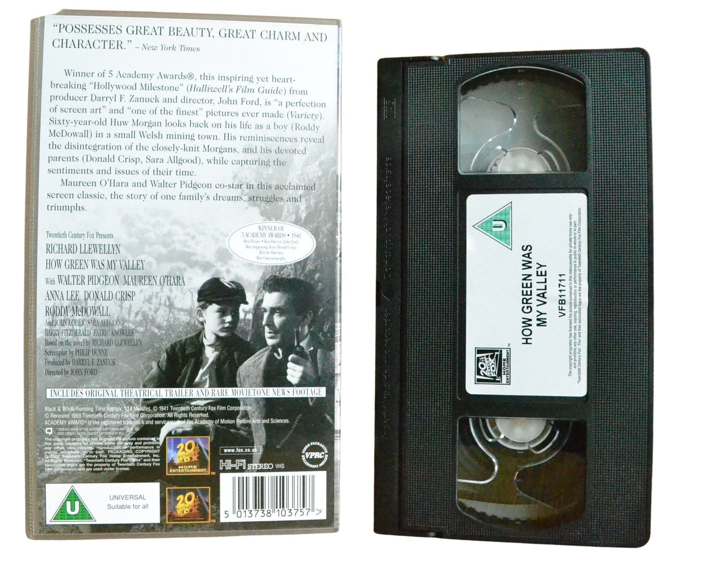 How Green Was My Valley - Walter Pidgeon - Vintage - Pal VHS-