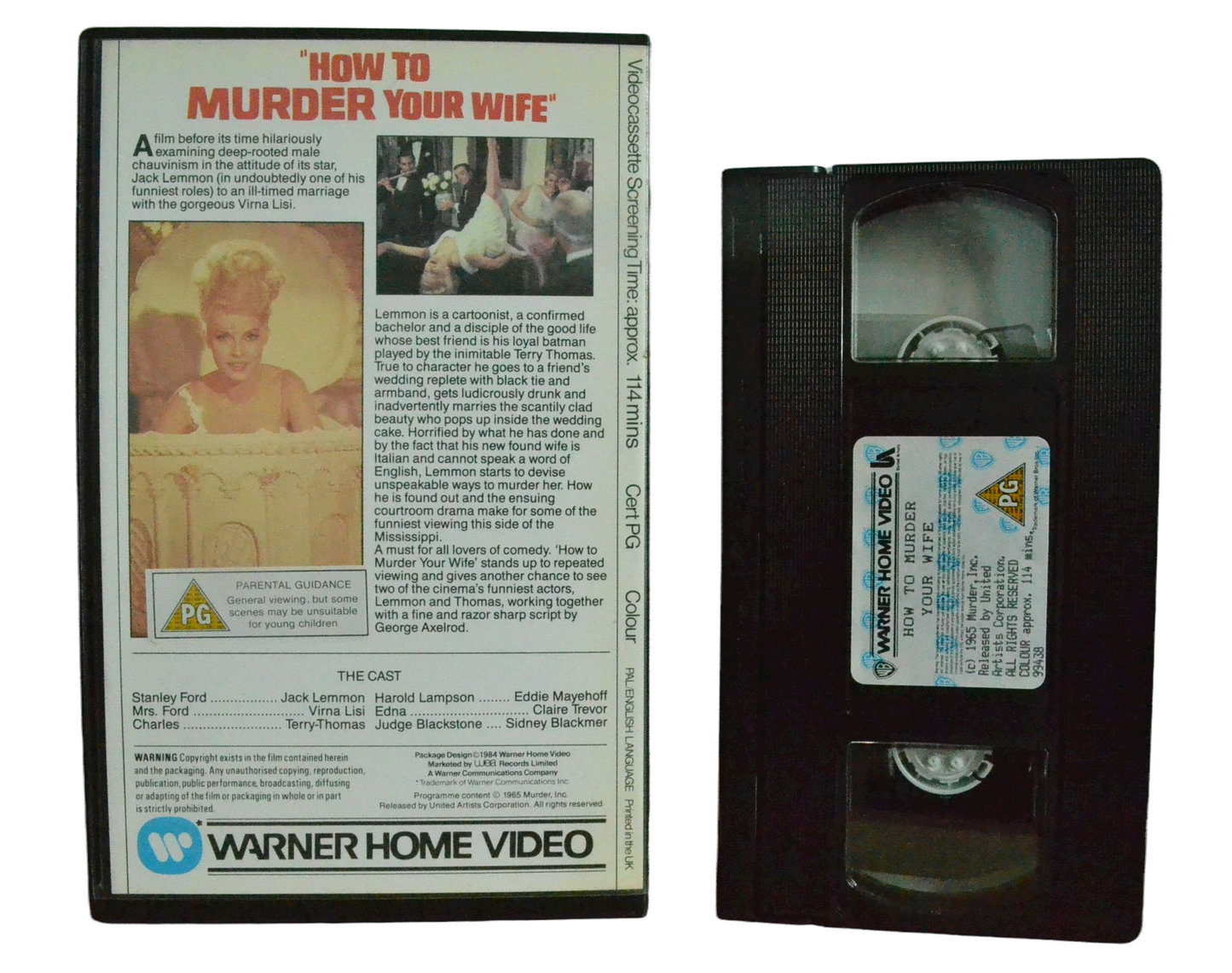 How To Murder Your Wife - Jack Lemmon Virna Lisi - Warner Home Video - Vintage - Pal VHS-