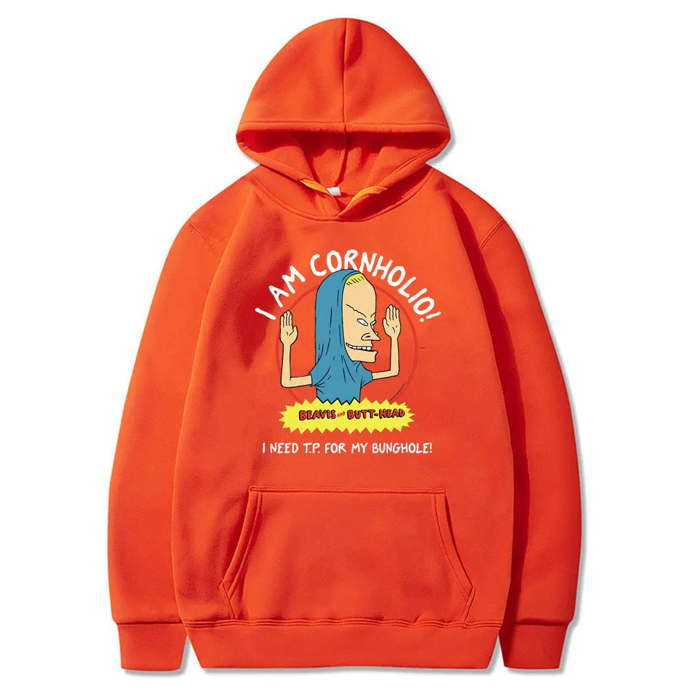 I Am Cornholio Hoodie – Beavis and Butt-Head Sweatshirt for Fans Who Need TP in Their Hoodie-Orange-L-