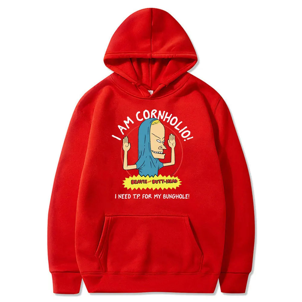 I Am Cornholio Hoodie – Beavis and Butt-Head Sweatshirt for Fans Who Need TP in Their Hoodie-Red-S-