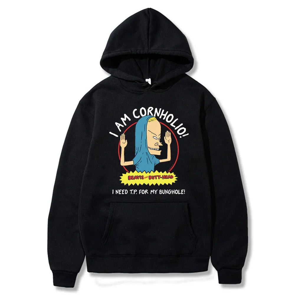 I Am Cornholio Hoodie – Beavis and Butt-Head Sweatshirt for Fans Who Need TP in Their Hoodie-Black-XXL-