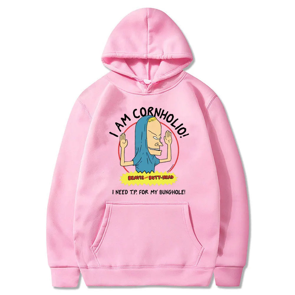 I Am Cornholio Hoodie – Beavis and Butt-Head Sweatshirt for Fans Who Need TP in Their Hoodie-Pink-XXL-