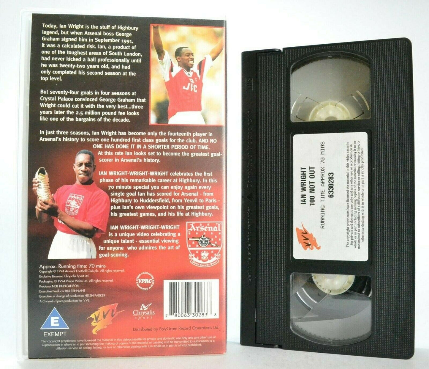 Ian Wright: 100 Not Out - Arsenal F.C. - Highbury Legend - Top Striker - Pal VHS-