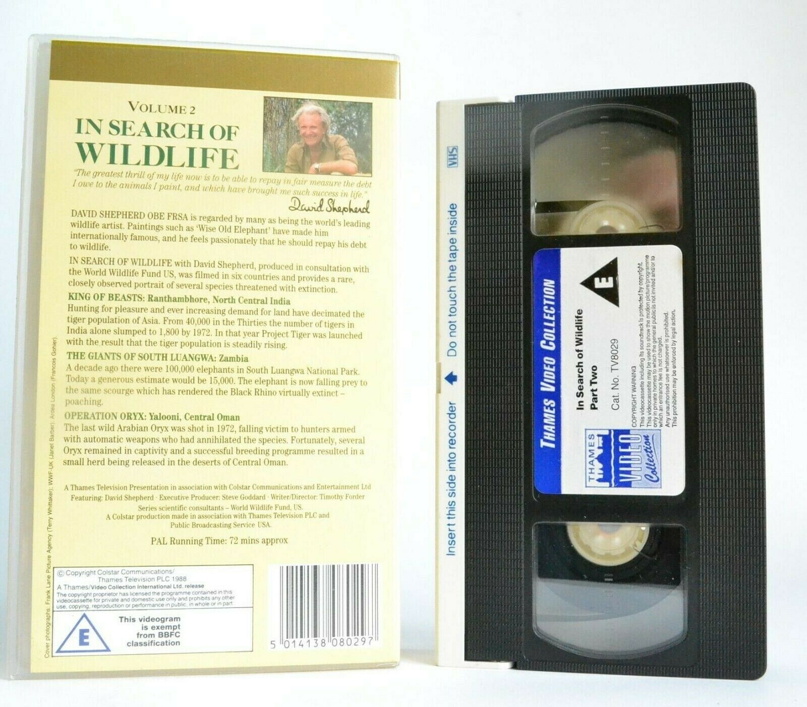 In Search Of Wildlife/Vol.2: By David Shepherd - Zambia - Oman - India - Pal VHS-