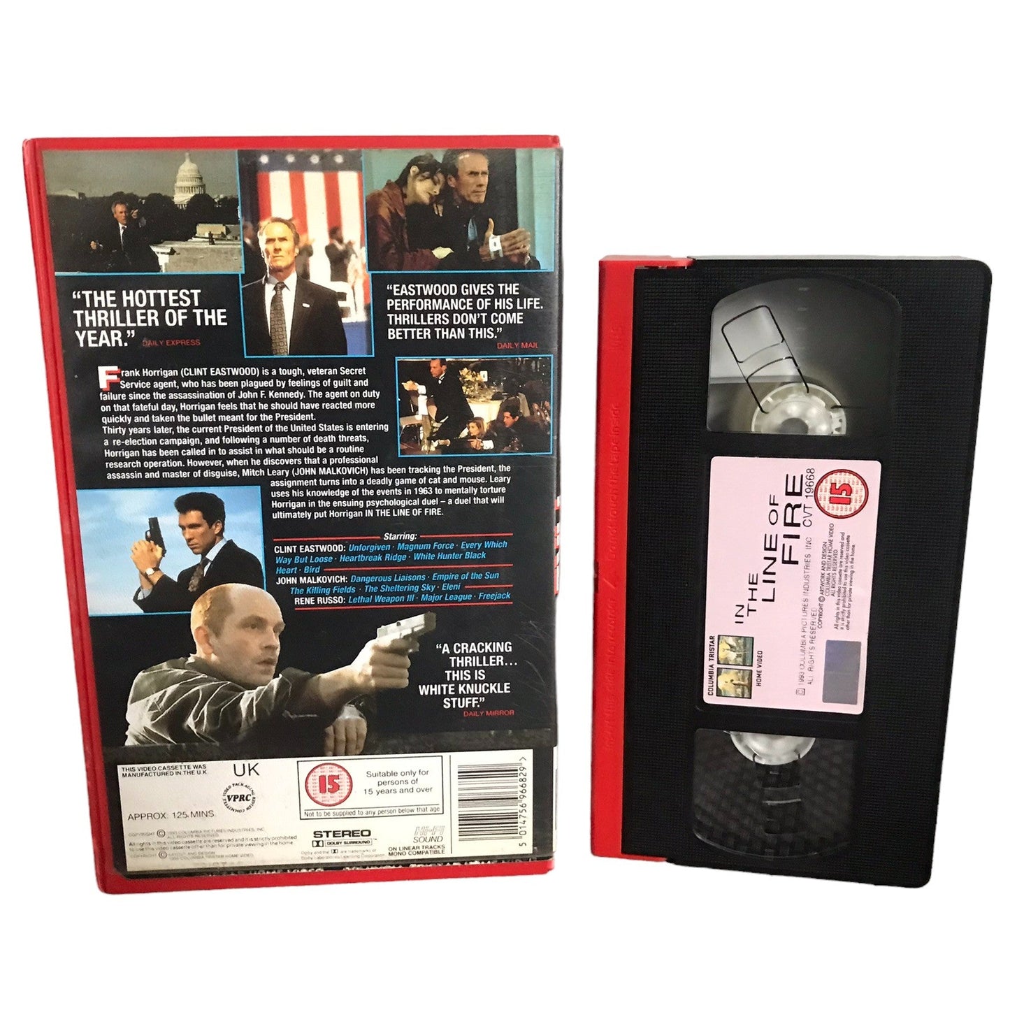 In The Lines of Fire - Client Eastwood - Columbia Tristar Home Video - Large Box - Pal - VHS-