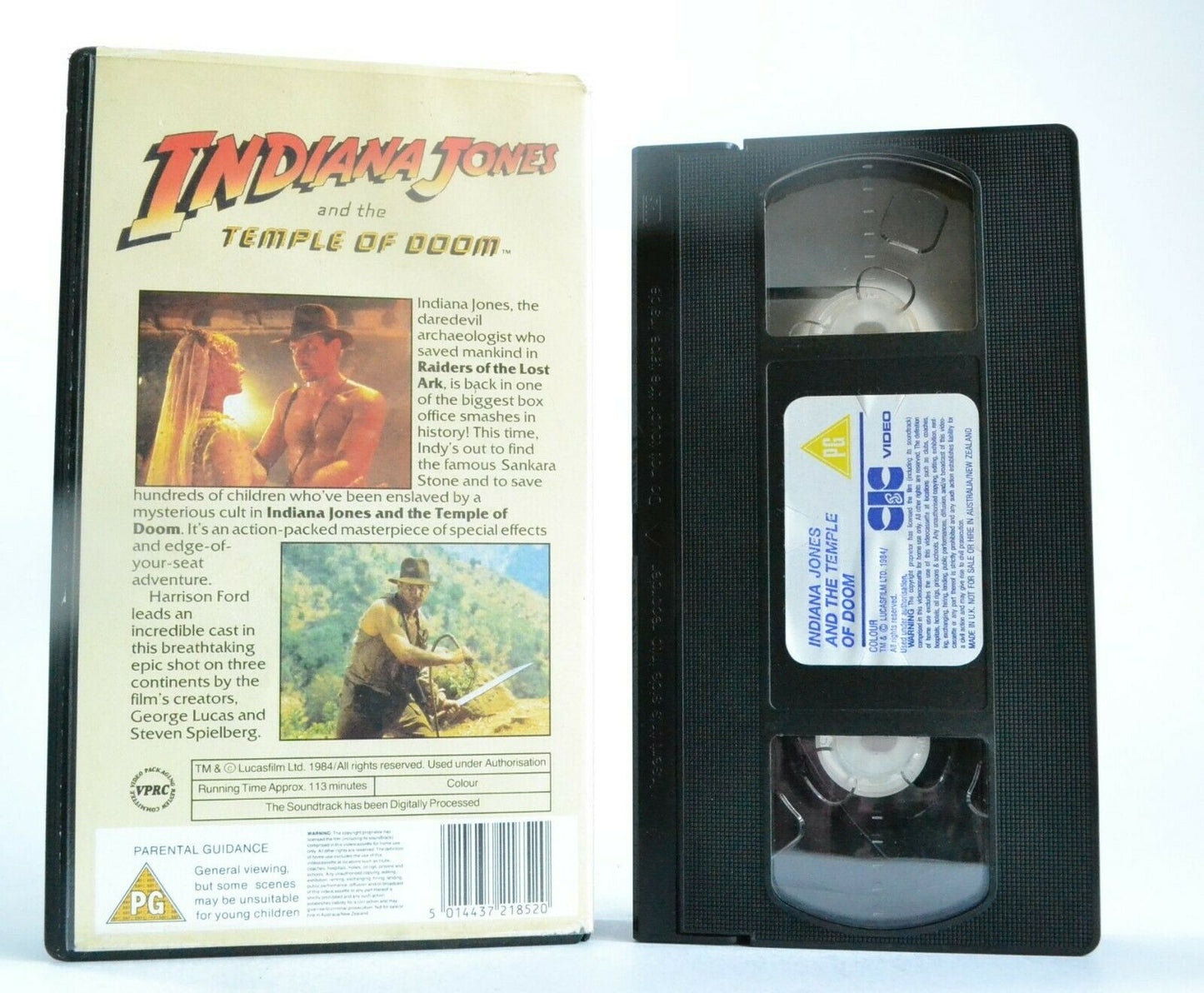 Indiana Jones And The Temple Of Doom - Action Adventure - Harrison Ford - VHS-