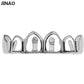 JINAO Hip Hop Gold Grillz Body Jewelry Vampire Hollow Grill Teeth Top & Bottom Grills Dental Mouth Punk Teeth Caps Cosplay Party-Silver Top-Worldwide-