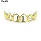 JINAO Hip Hop Gold Grillz Body Jewelry Vampire Hollow Grill Teeth Top & Bottom Grills Dental Mouth Punk Teeth Caps Cosplay Party-Gold Top-Worldwide-