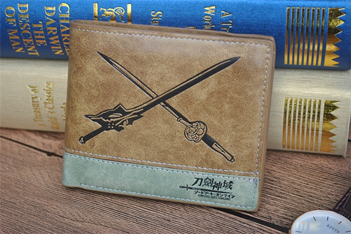 Japanese Anime Death Note/ Attack on Titan/ One Piece/ Game OW Short Wallet With Coin Pocket Zipper Poucht Billetera-Sword-