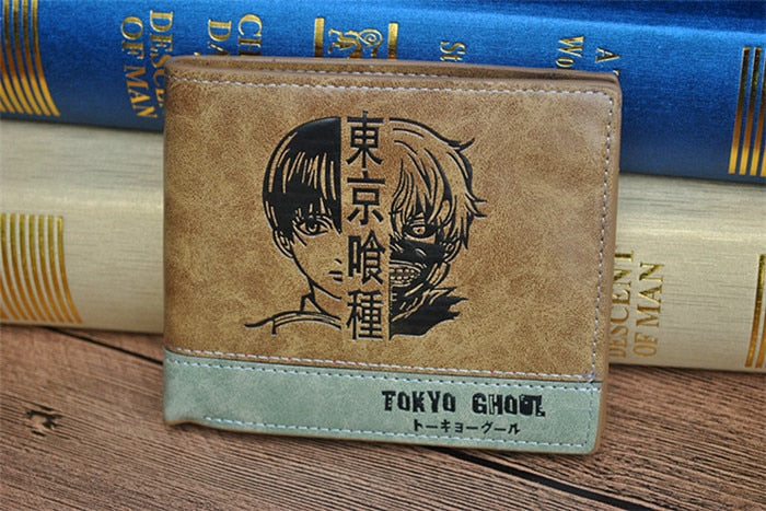 Japanese Anime Death Note/ Attack on Titan/ One Piece/ Game OW Short Wallet With Coin Pocket Zipper Poucht Billetera-Tokyo Ghoul-