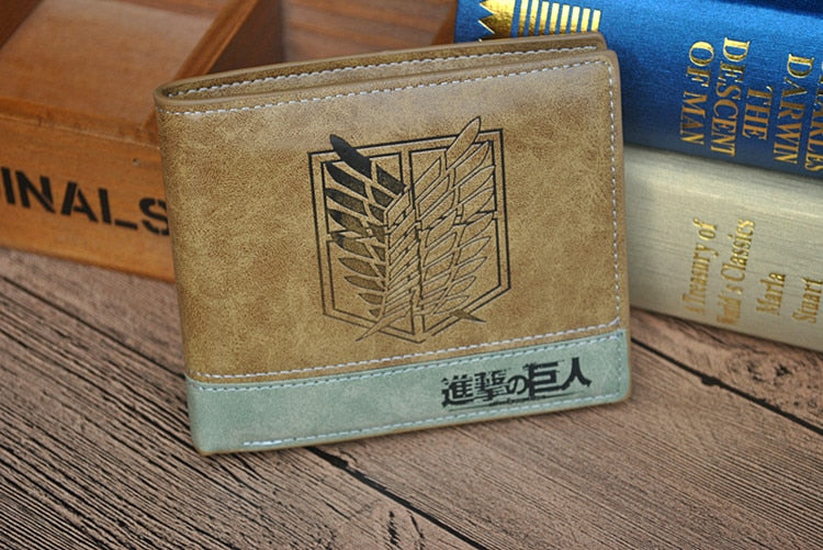 Japanese Anime Death Note/ Attack on Titan/ One Piece/ Game OW Short Wallet With Coin Pocket Zipper Poucht Billetera-Attack on Titan-