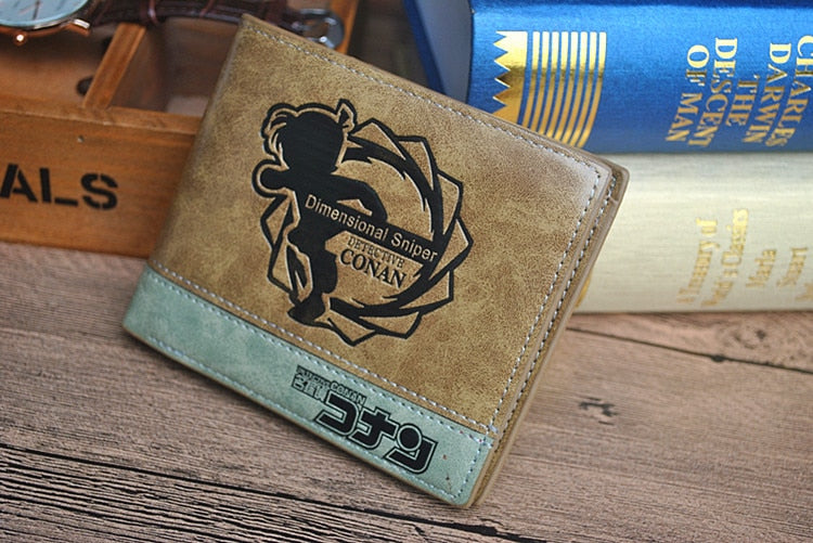 Japanese Anime Death Note/ Attack on Titan/ One Piece/ Game OW Short Wallet With Coin Pocket Zipper Poucht Billetera-Conan-