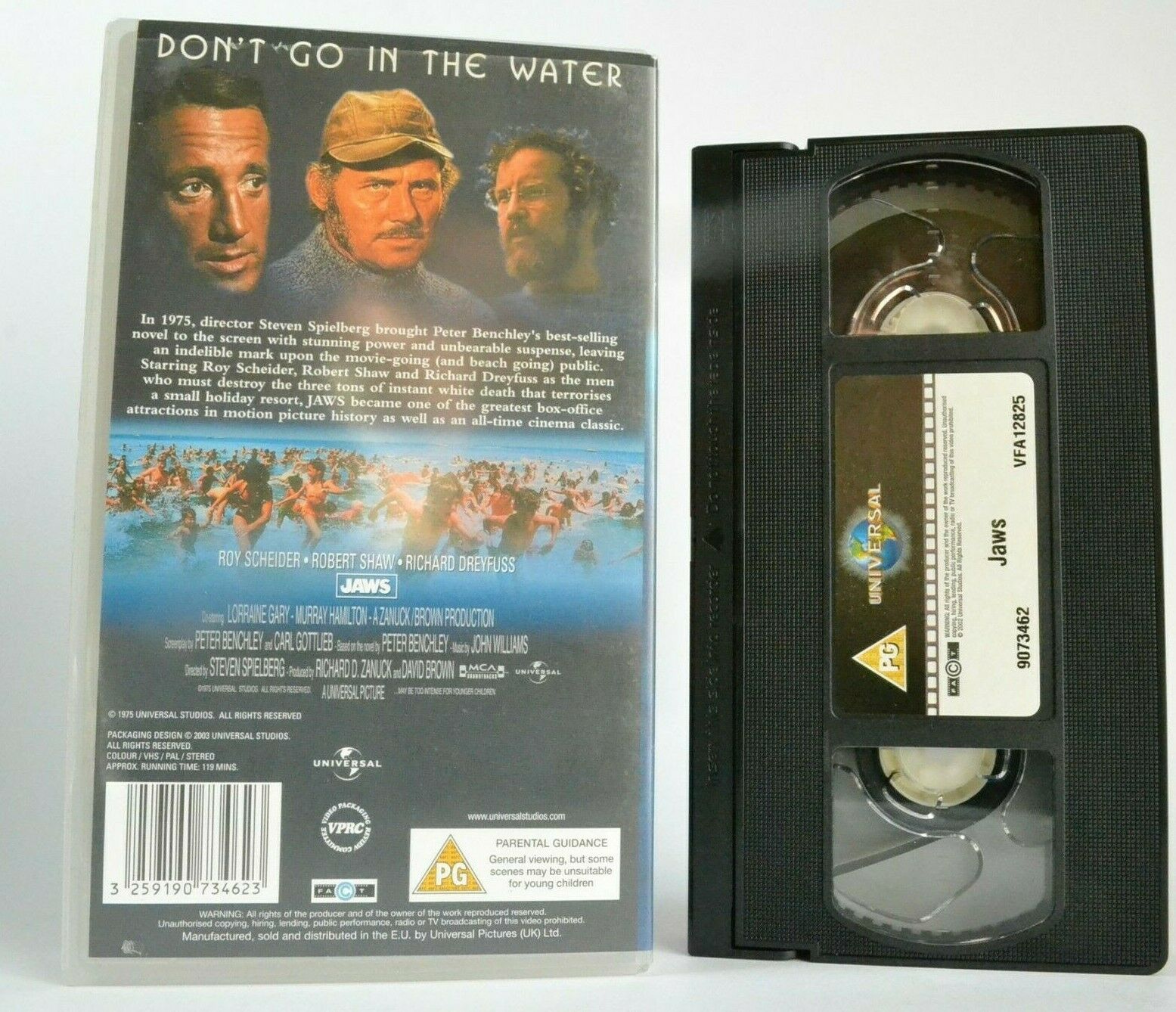 Jaws (1975); [Steven Spielberg]: Shark Attack Action - Roy Scheider - Pal VHS-