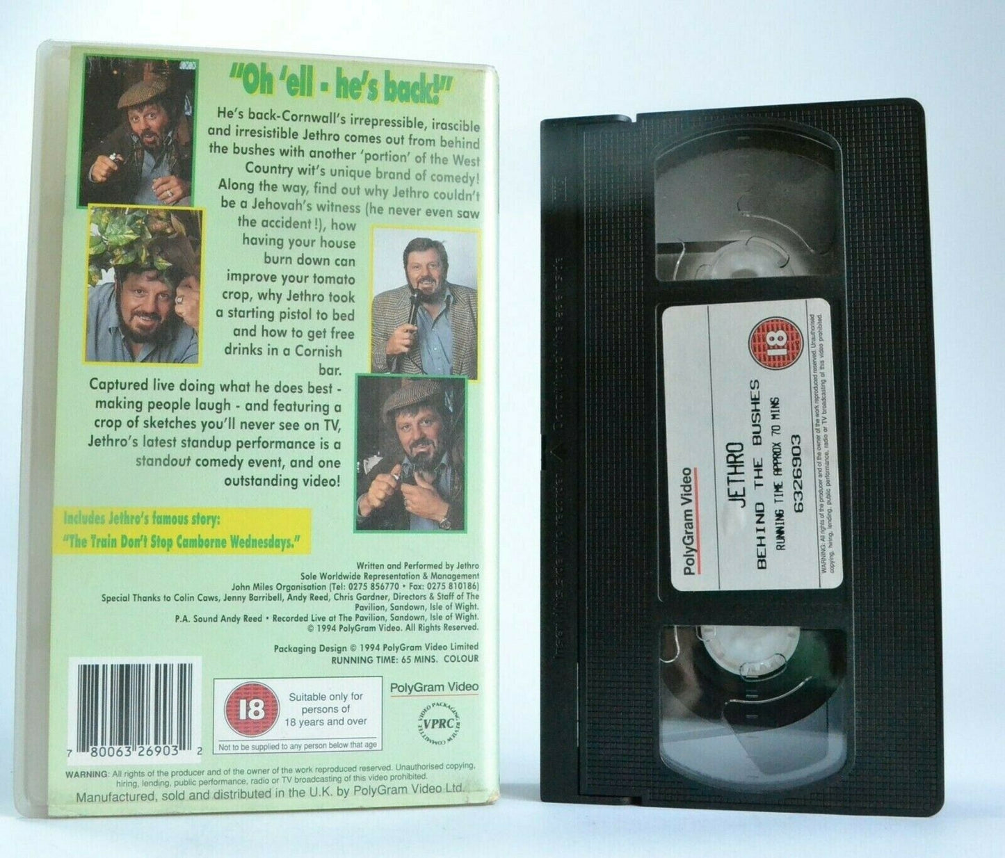 Jethro Live: From Behind The Bushes - Comedy - Stand-Up Performance - Pal VHS-