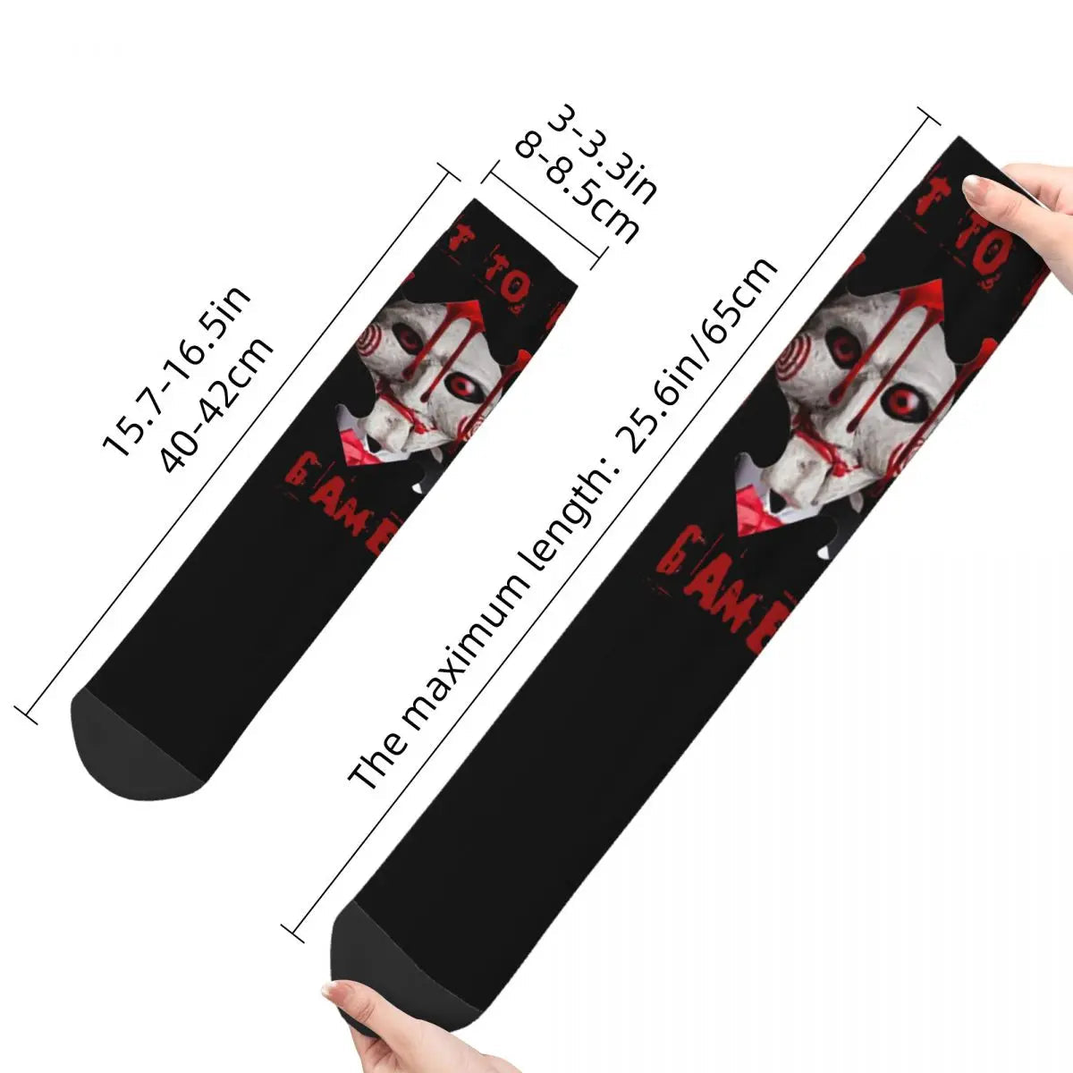 Jigsaw Billy The Puppet Socks - Hip Hop Retro Saw Horror Film - Unisex Harajuku Pattern Printed Crew Gift-