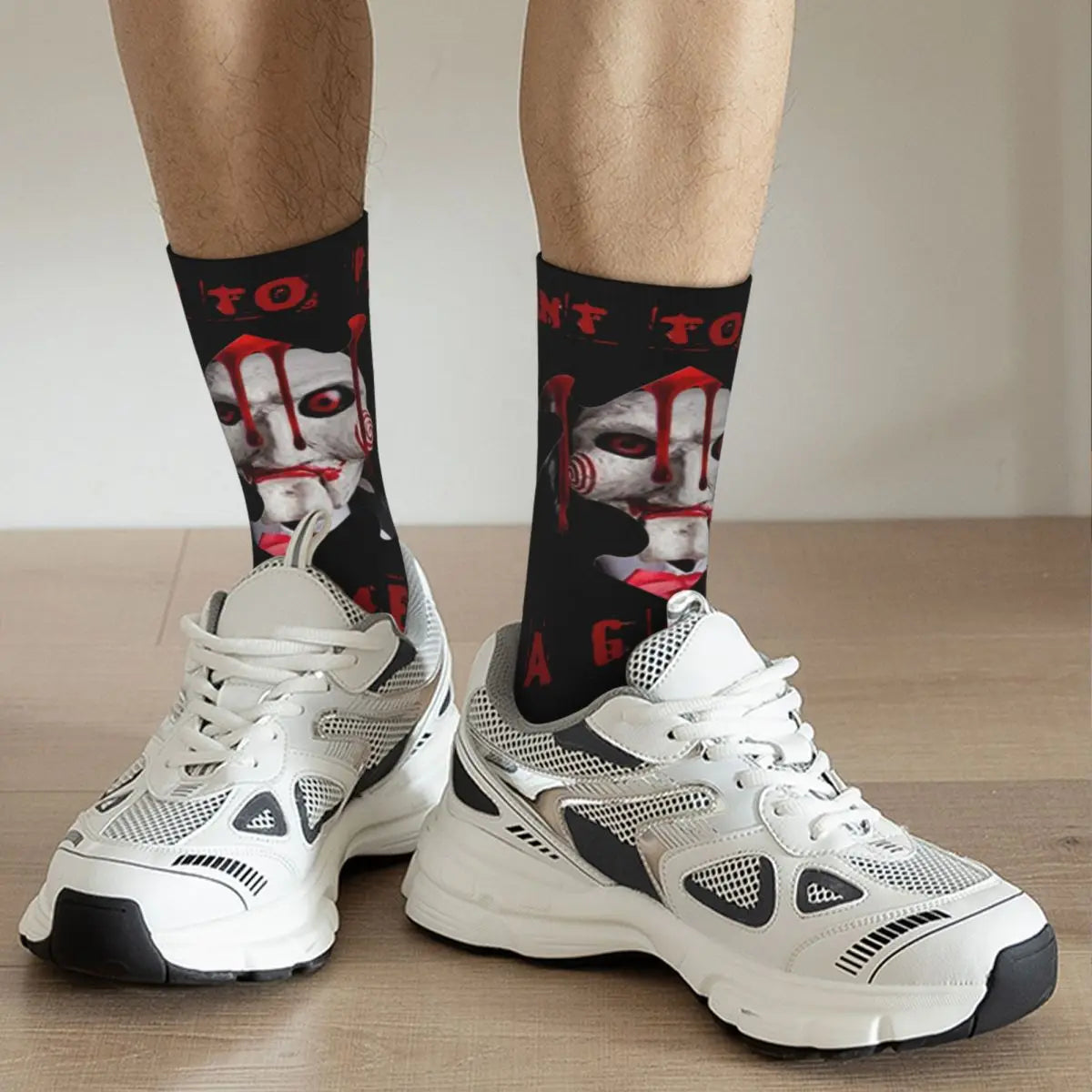 Jigsaw Billy The Puppet Socks - Hip Hop Retro Saw Horror Film - Unisex Harajuku Pattern Printed Crew Gift-