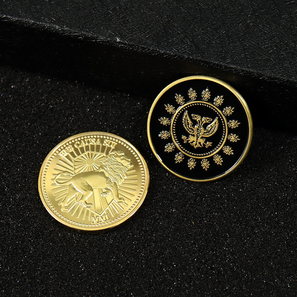 John Wick - Action Movie - Gold/Black Coin - Cosplay Continental - Hotel Card Adjudicator - Black Medallion Keanu Reeves - Props-