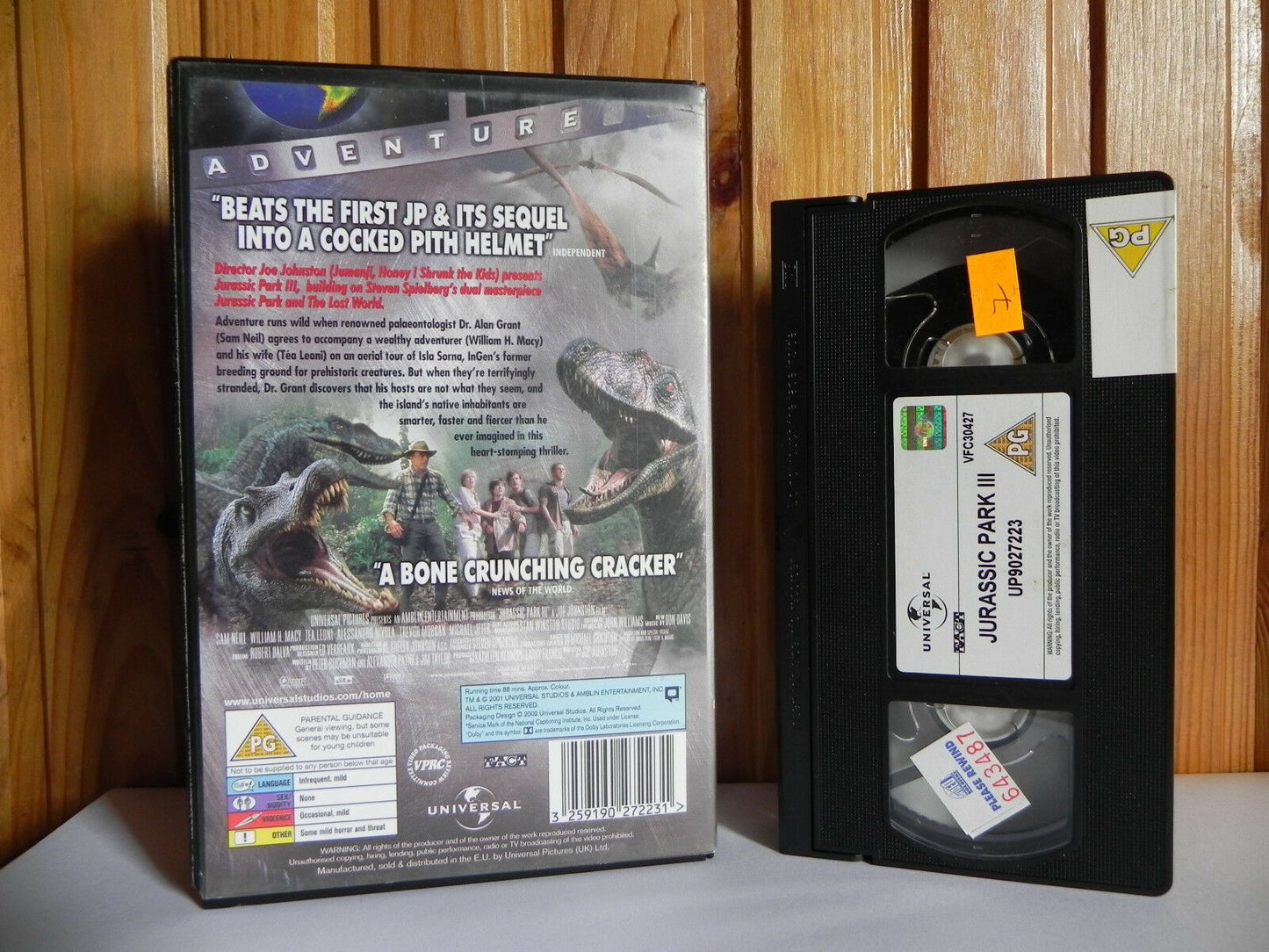 Jurassic Park 3 (2001); [Free Postcard] Action Adventure - Sam Neill - Pal VHS-