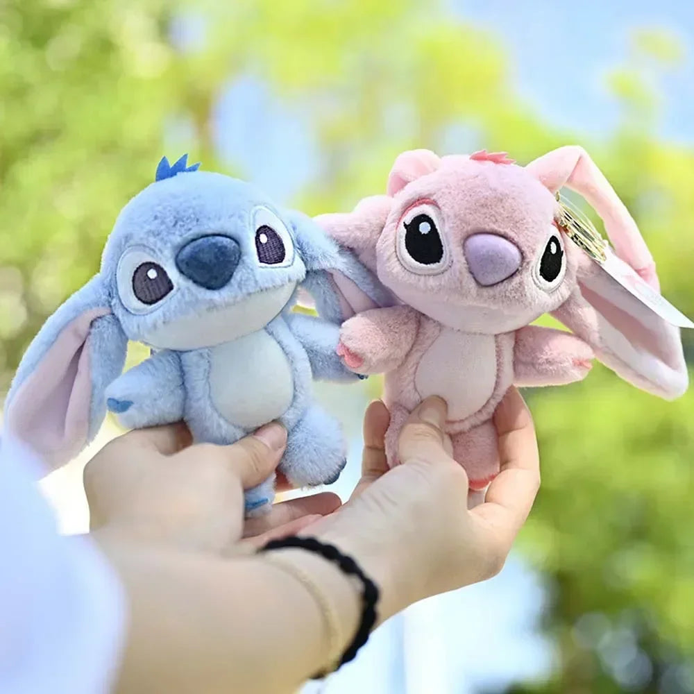 Kawaii Stitch Plush Keychain Toy Lovely Lilo & Stitch Doll Angel Plushies Cute Stuffed Bag Pendant Girls Birthday Gift-