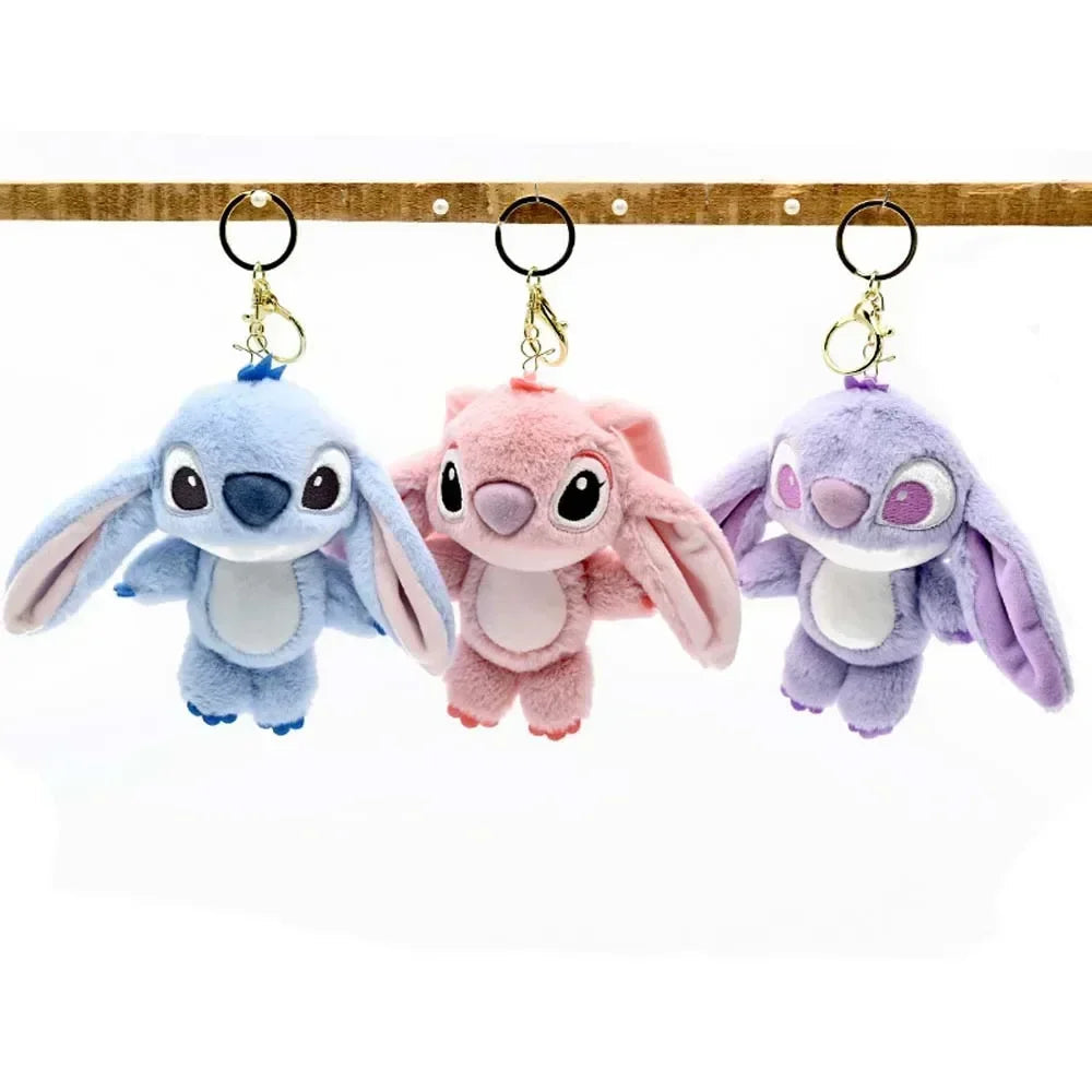 Kawaii Stitch Plush Keychain Toy Lovely Lilo & Stitch Doll Angel Plushies Cute Stuffed Bag Pendant Girls Birthday Gift-