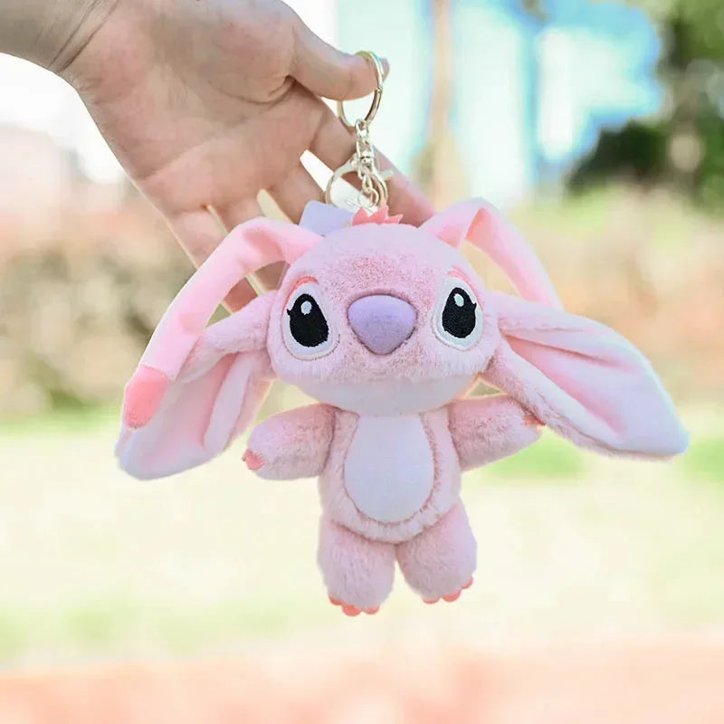 Kawaii Stitch Plush Keychain Toy Lovely Lilo & Stitch Doll Angel Plushies Cute Stuffed Bag Pendant Girls Birthday Gift-pink-