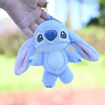 Kawaii Stitch Plush Keychain Toy Lovely Lilo & Stitch Doll Angel Plushies Cute Stuffed Bag Pendant Girls Birthday Gift-blue-