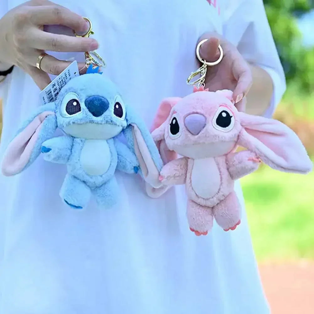 Kawaii Stitch Plush Keychain Toy Lovely Lilo & Stitch Doll Angel Plushies Cute Stuffed Bag Pendant Girls Birthday Gift-