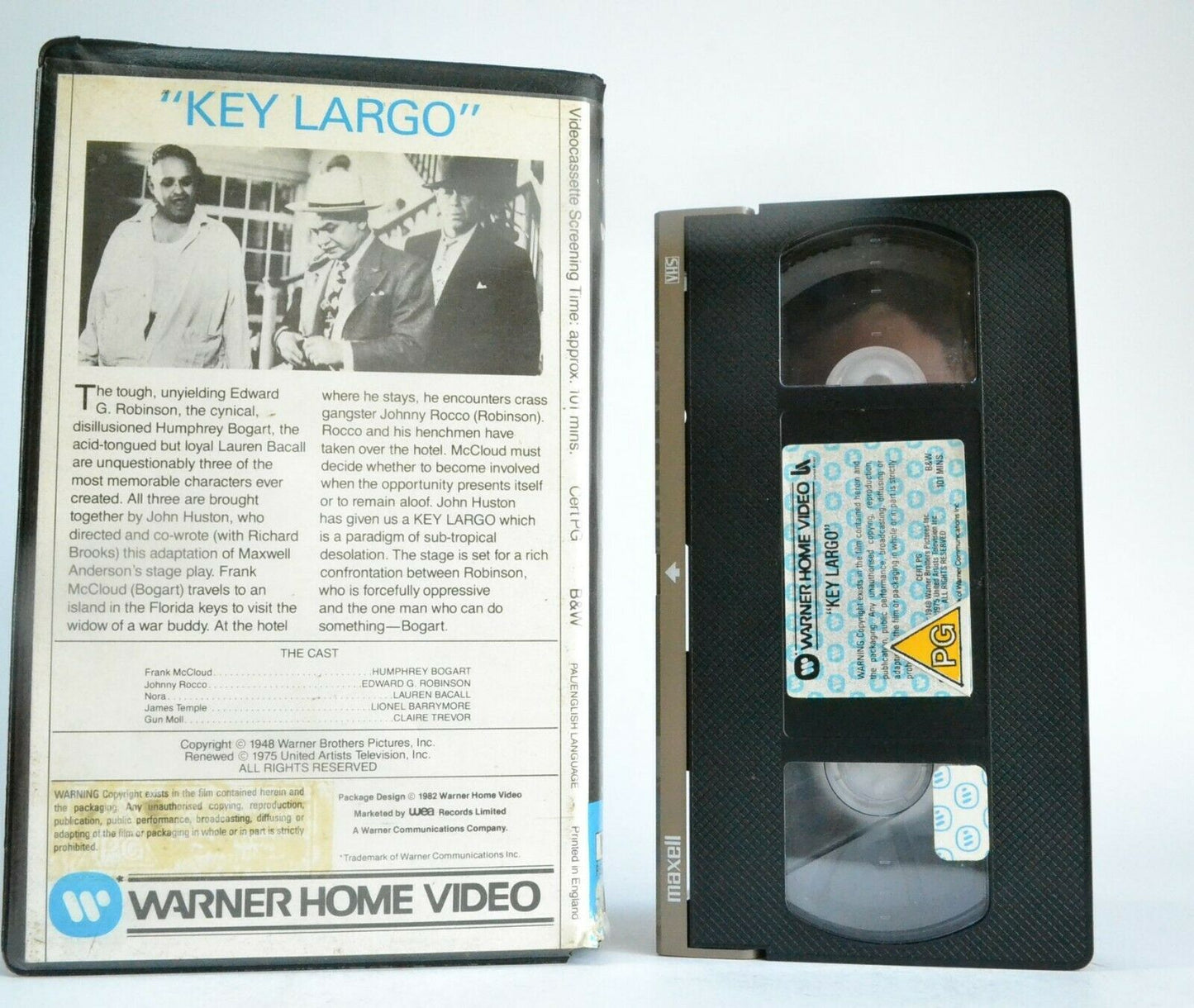 Key Largo: Warner Pre-Cert - Noir Crime Drama - Humphrey Bogart - Pal VHS-