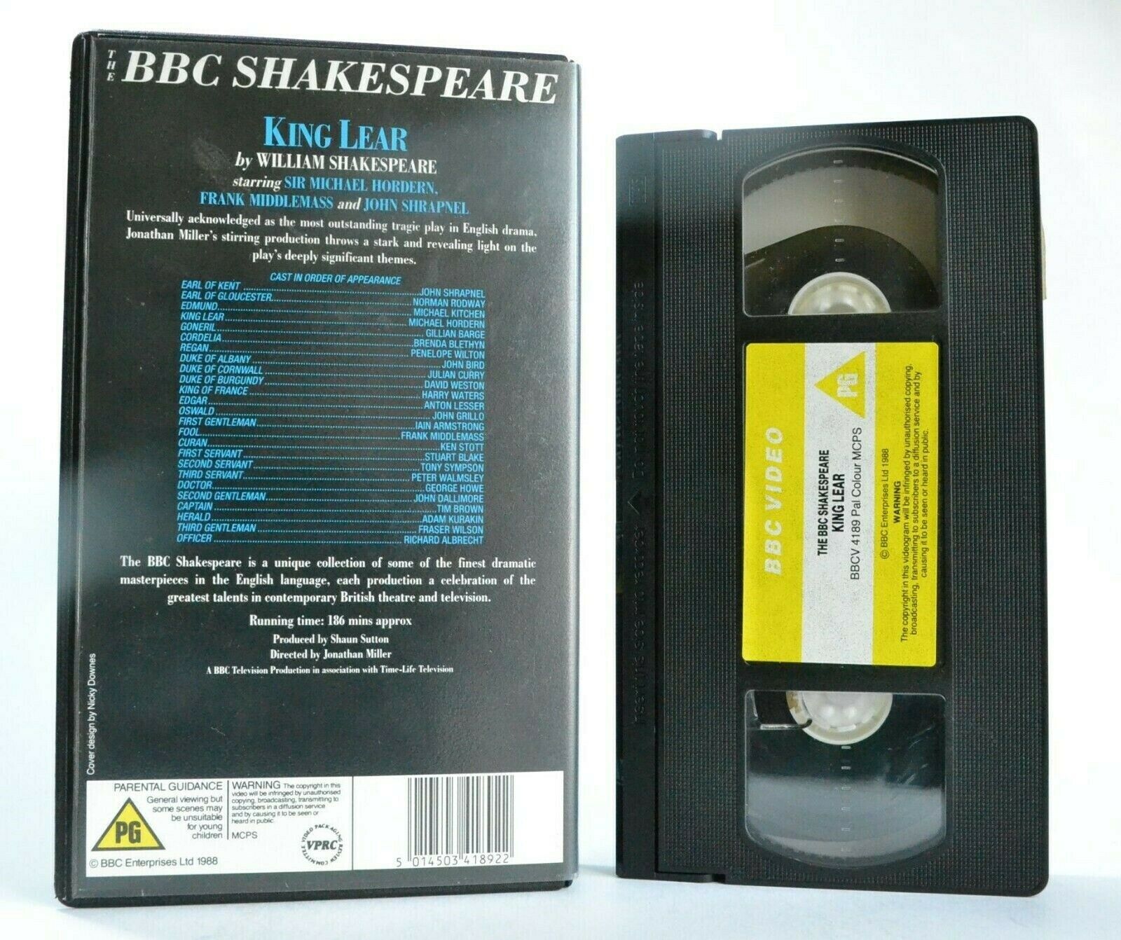 King Lear: By W.Shakespeare - Tragedy - Sir Michael Horden/John Shrapnel - VHS-