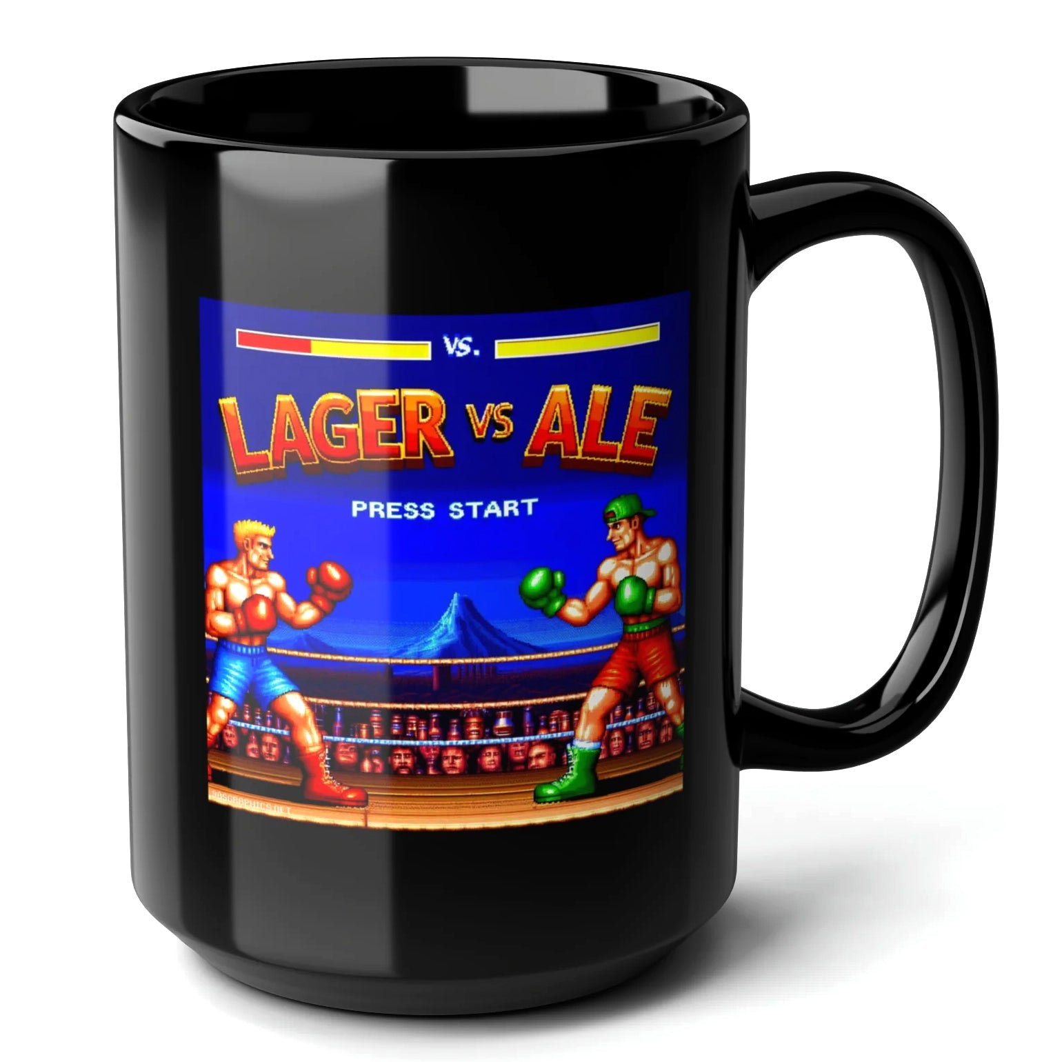 Lager vs Ale Black Mug (15oz) - awesome arcade games-15oz-