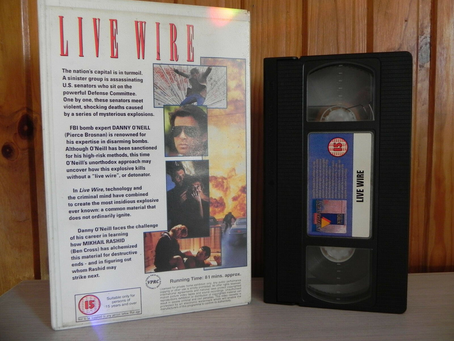 LIVE WIRE - Pierce Brosnan - Big Box Release - Ex-Rental - Explosive Drama - VHS-