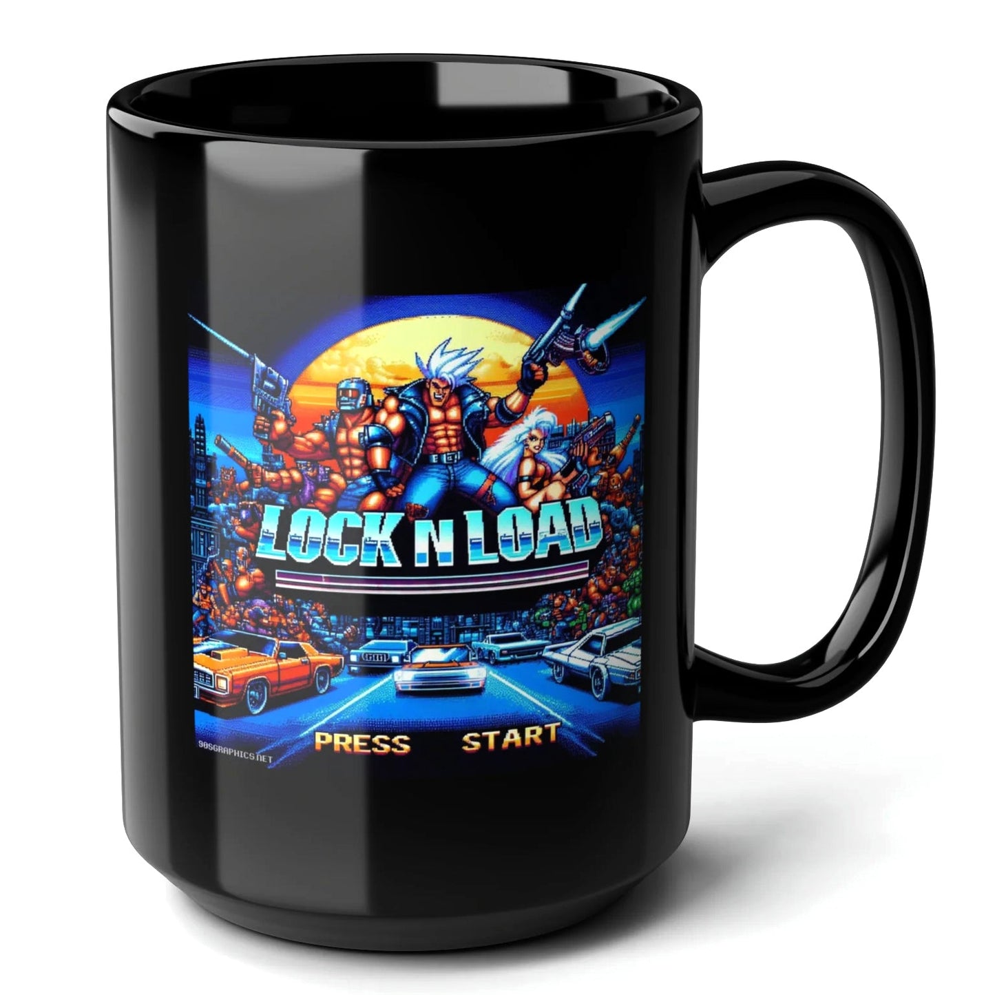 Lock N Load Black Mug (15oz) - arcade games machines-15oz-