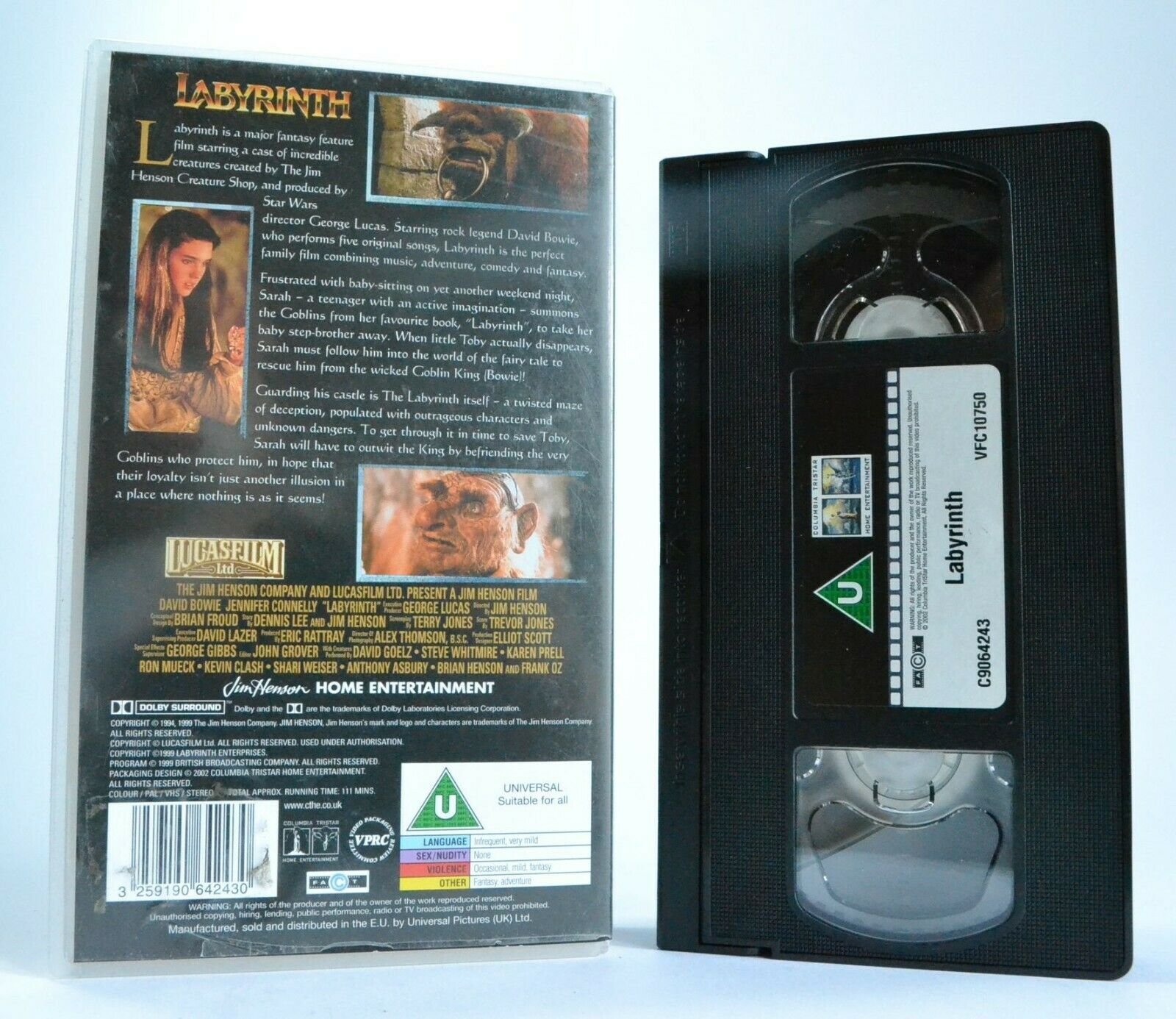 Labyrinth - Musical Fantasy - Goblins - David Bowie/Jennifer Connelly - Pal VHS-