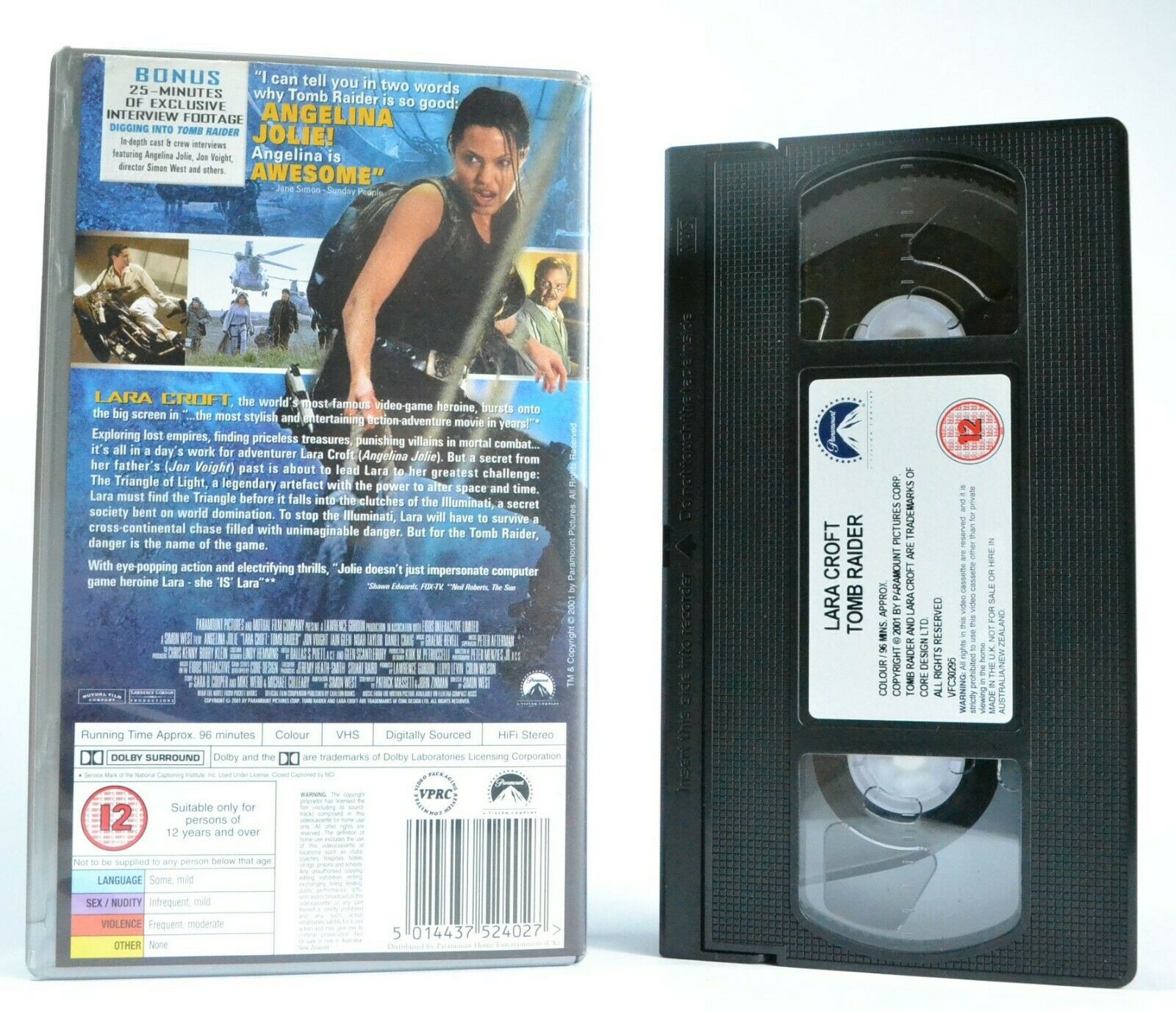 Lara Croft: Tomb Raider - Based On Video Game - Action Adventure - A.Jolie - VHS-