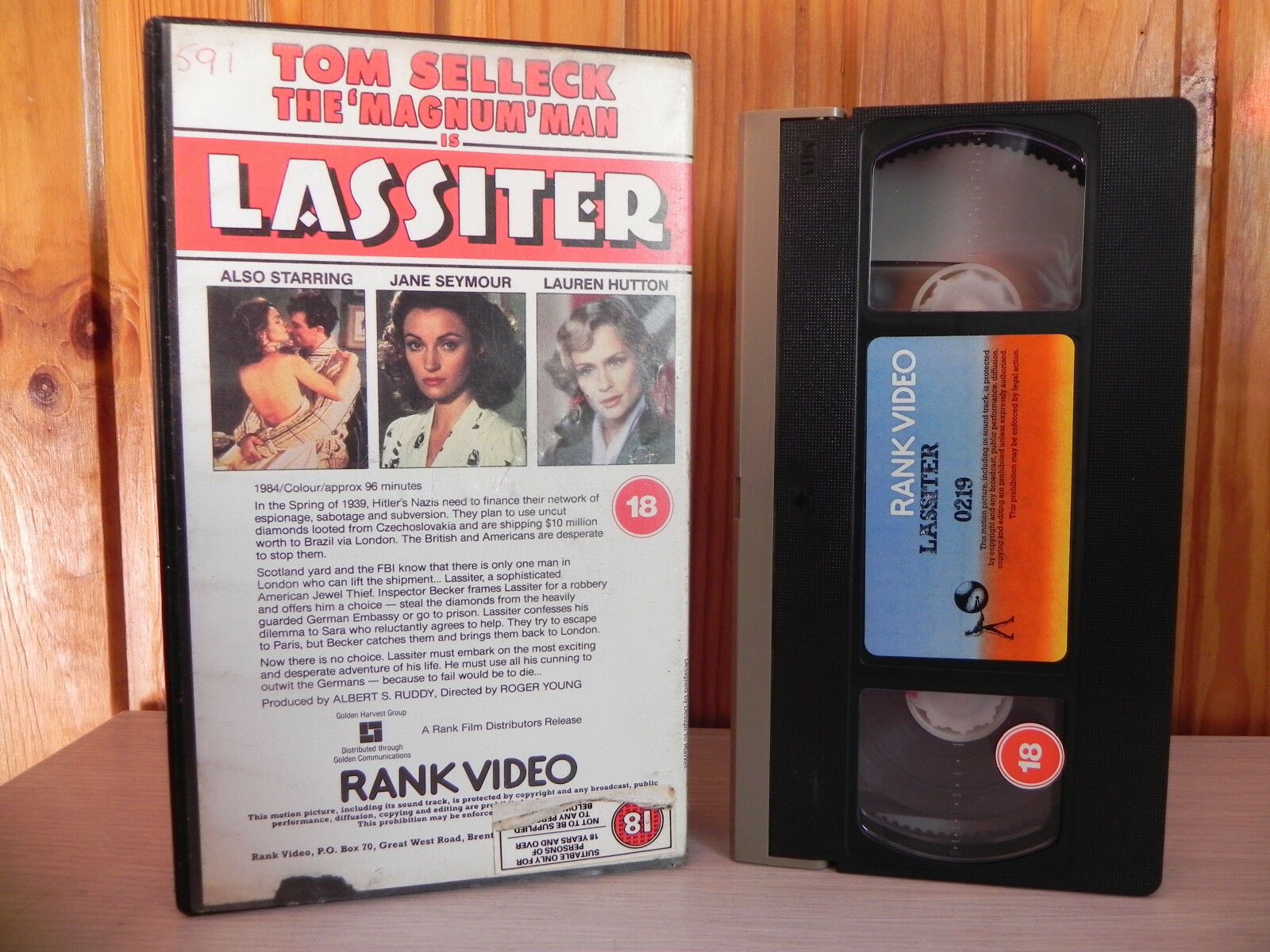 Lassiter - Original 1984 - Rank Video - Pre-Cert - Tom Selleck - 1939 War - OOP Pal VHS-