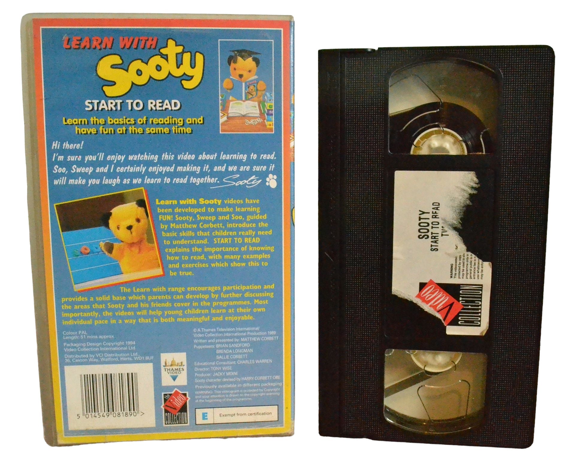 Learn With Sooty - Start To Read - Richard Cadell - The Video Collection - TV8189 - Children - Pal - VHS-