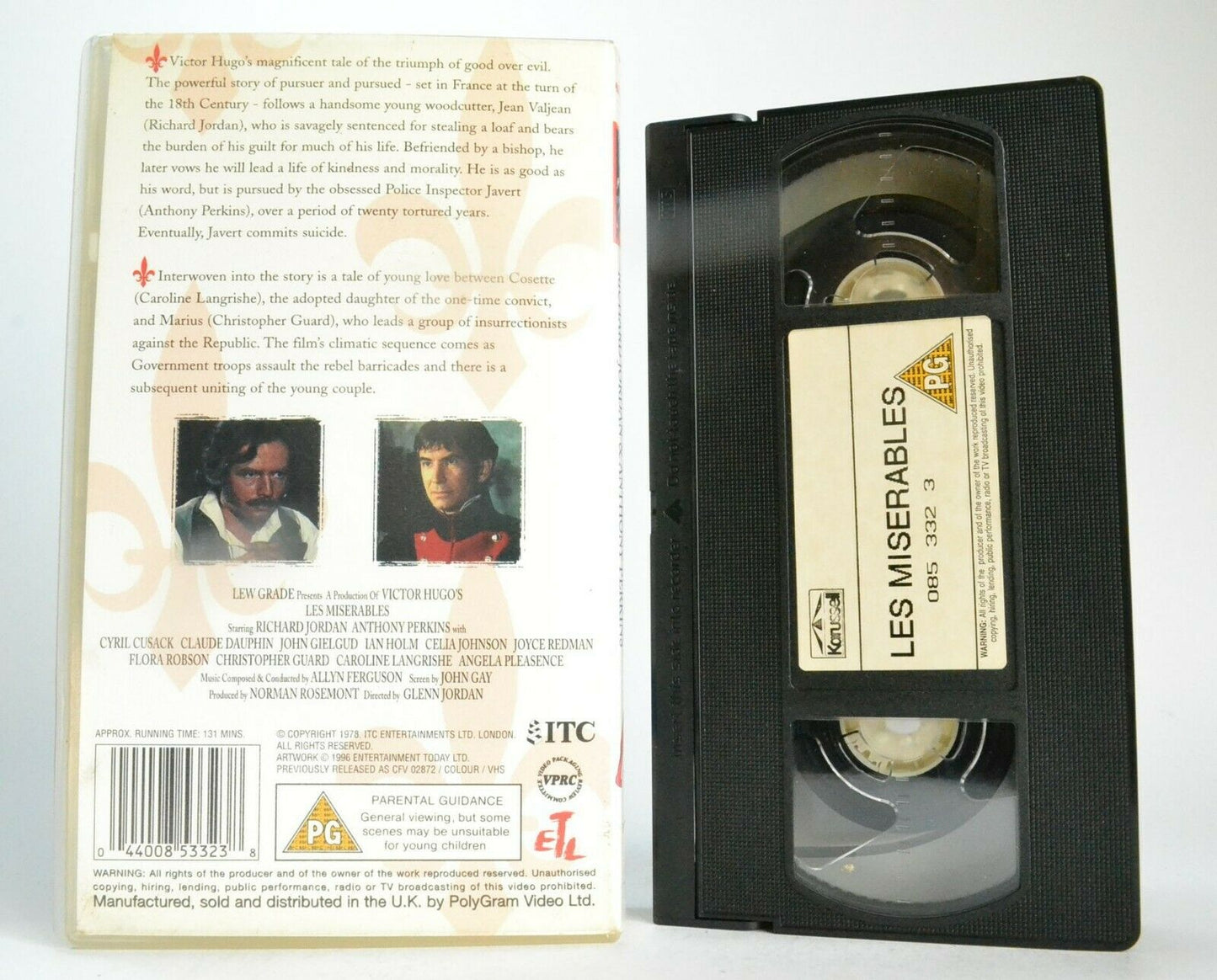 Les Miserables: (1978) Made For T.V. - Historical Drama [Victor Hugo] - Pal VHS-