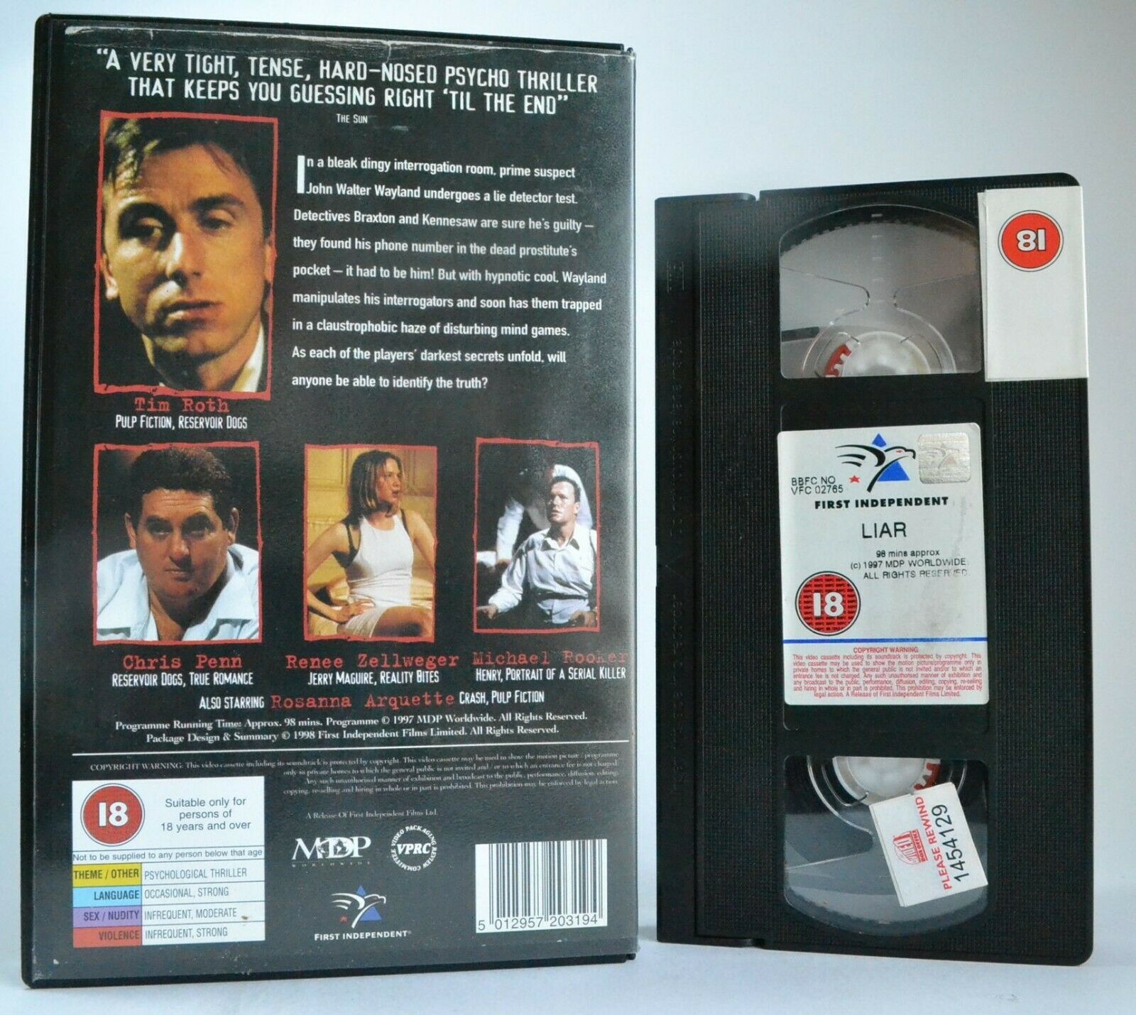 Liar (1997); [Free Postcard] Thriller - Big Box - Psycho Killer (Tim Roth) - VHS-