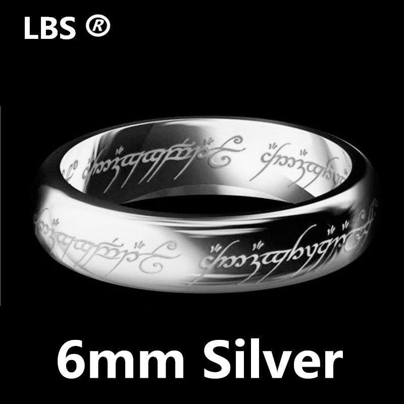 Lord Of The Rings - Tungsten One Ring of Power - Movie Prop Replica - Black / Silver / Gold - All Ring Sizes Available-4-6mm silver-