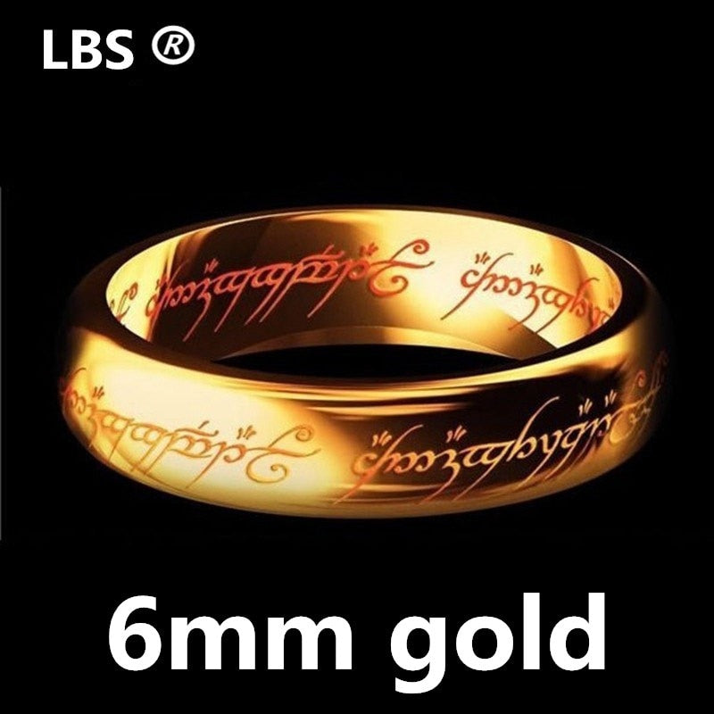 Lord Of The Rings - Tungsten One Ring of Power - Movie Prop Replica - Black / Silver / Gold - All Ring Sizes Available-4-6MM gold-