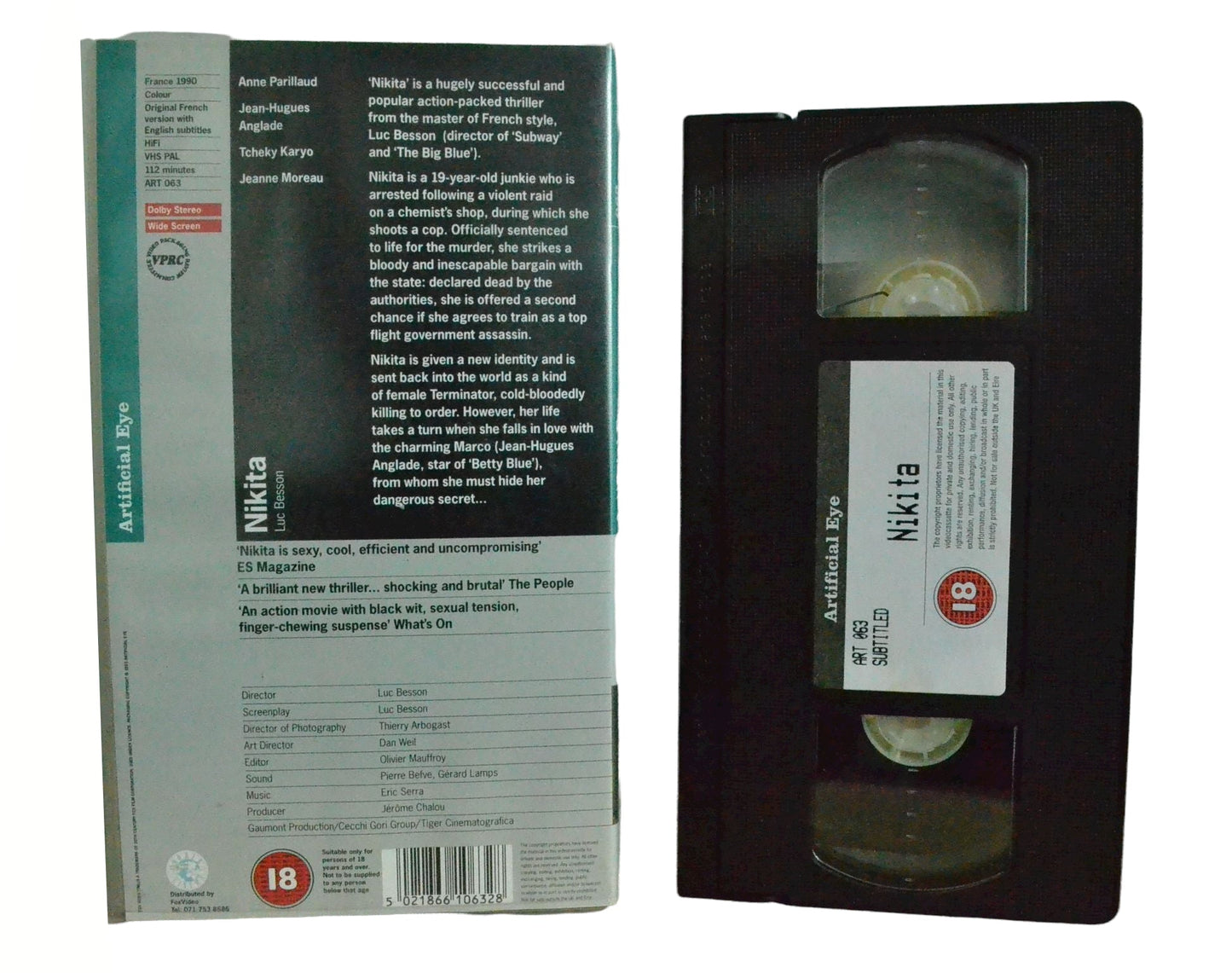 Luc Besson's Nikita - Anne Parillaud - Artificial Eye - Vintage - Pal VHS-