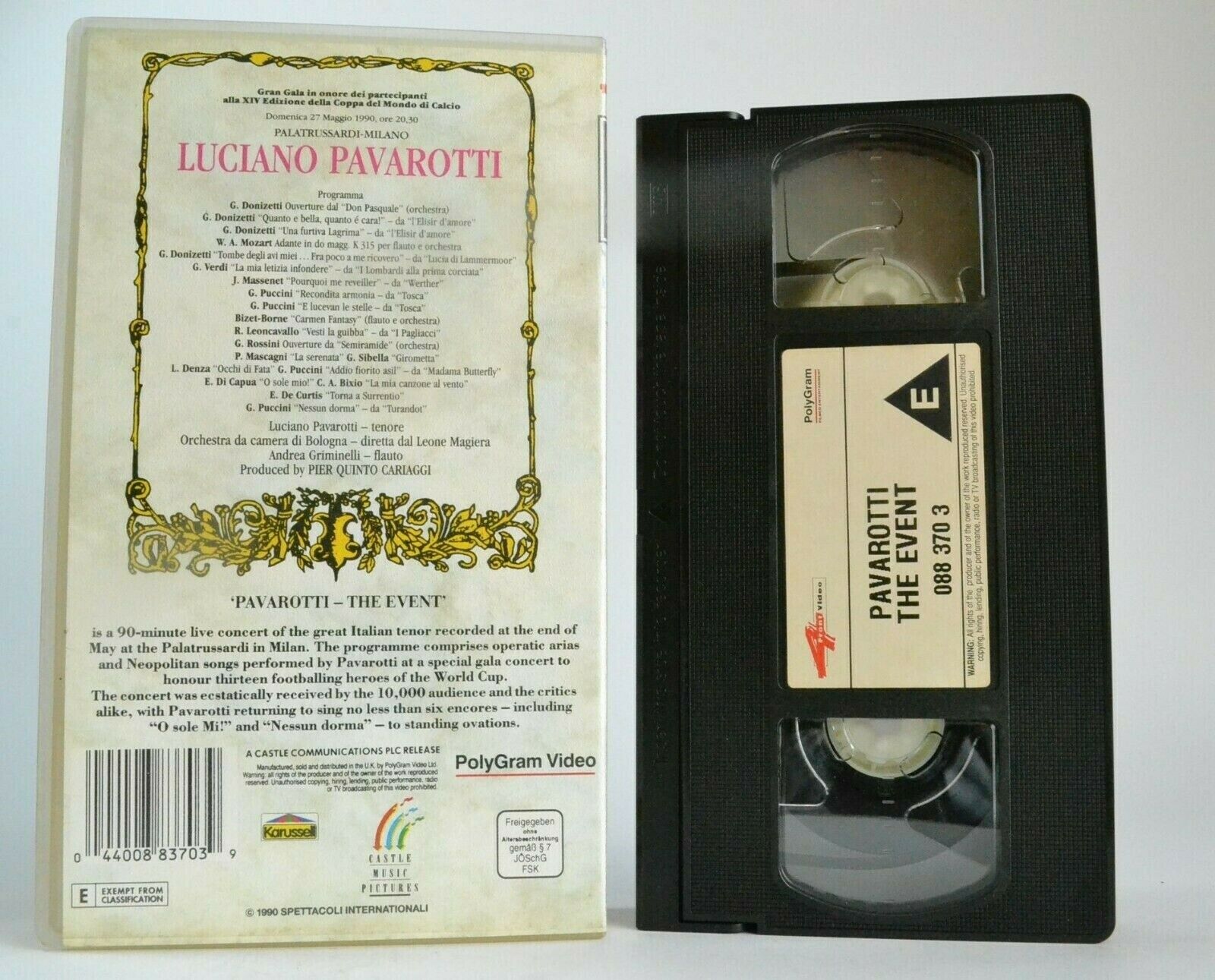 Luciano Pavarotti: The Event - (1990) Palatrussardi/Milano - Live Concert - VHS-