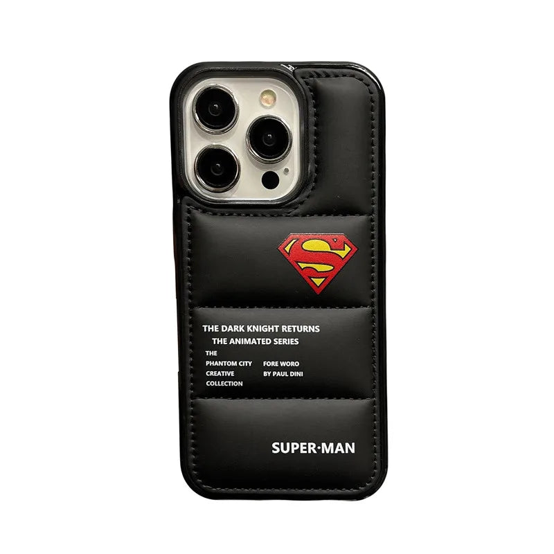 Luxury Superhero Phone Case - Superman Bat Man for Apple iPhone 11 12 13 14 15 16 Pro Max Plus Mini Down Jackets-2-for iPhone 16 Plus-