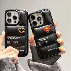 Luxury Superhero Phone Case - Superman Bat Man for Apple iPhone 11 12 13 14 15 16 Pro Max Plus Mini Down Jackets